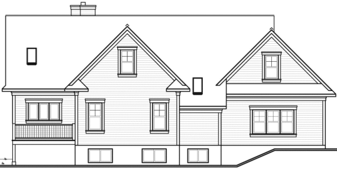 Rear Elevation for House Plan #141292