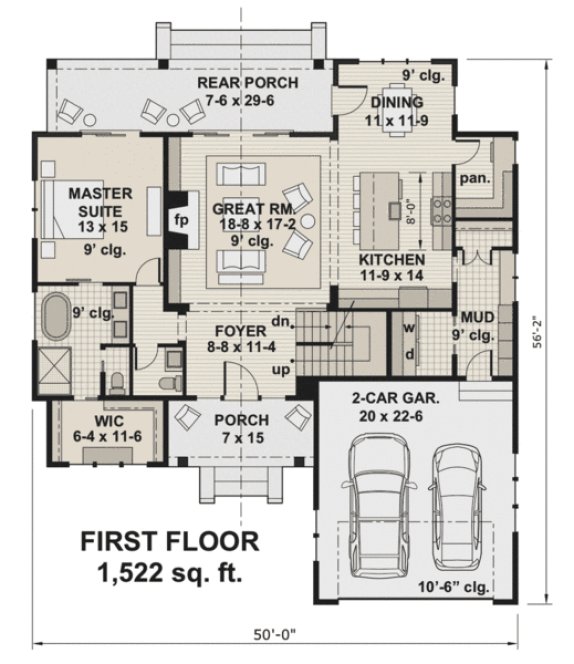 Main Floor Plan for House Plan #284852