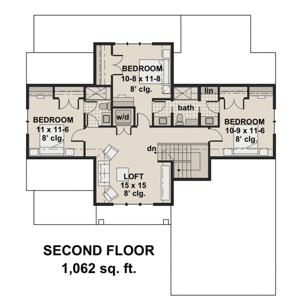 Second Floor Plan for House Plan #284852