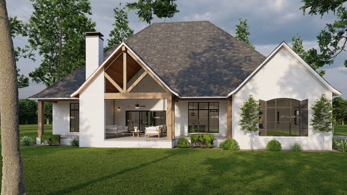 Rear Elevation for House Plan #316282