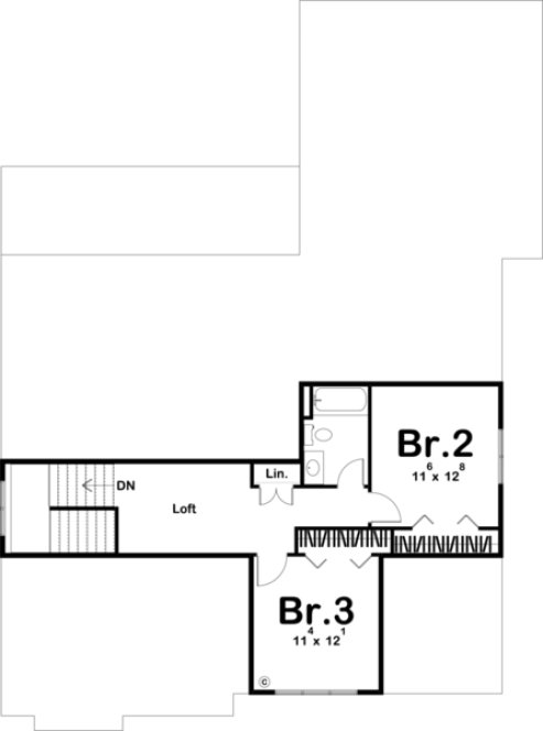 Second Floor Plan for House Plan #709632
