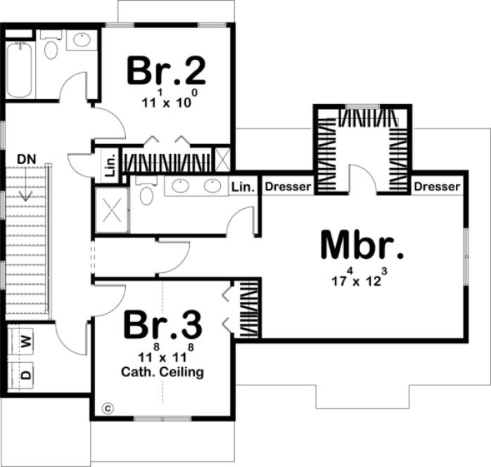 Second Floor Plan for House Plan #704161