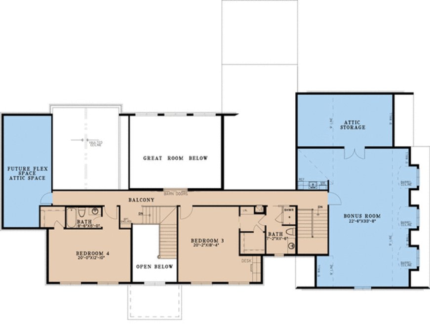 Second Floor Plan for House Plan #313284