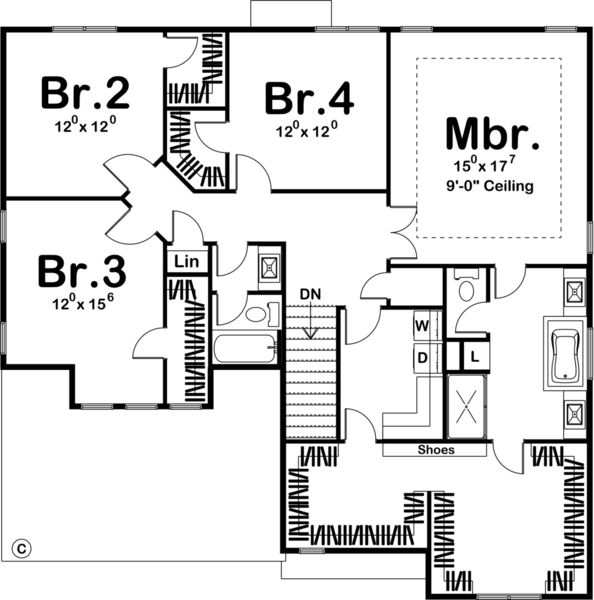 Second Floor Plan for House Plan #702182