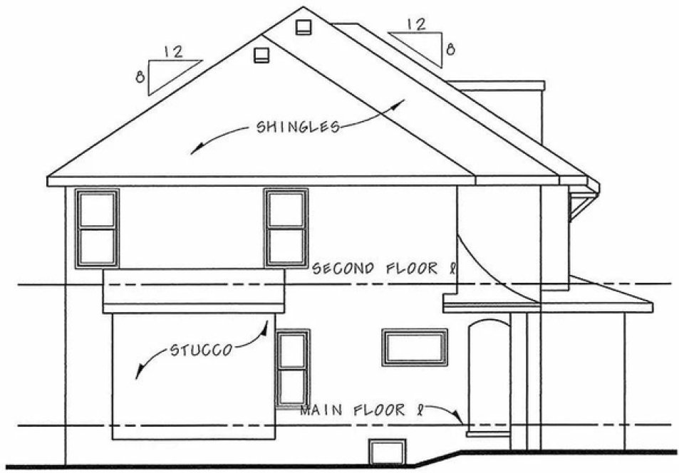 Left Elevation for House Plan #151032