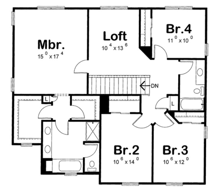 Second Floor Plan for House Plan #151032