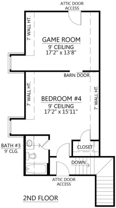 Second Floor Plan for House Plan #905873