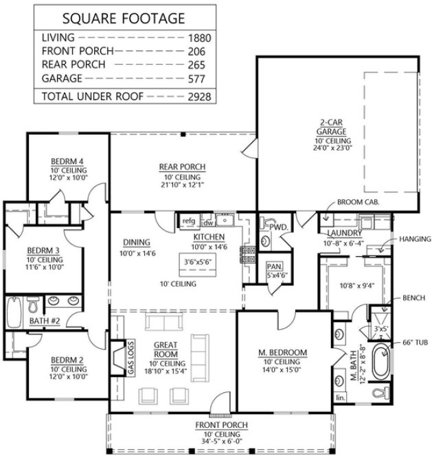 Main Floor Plan for House Plan #900881