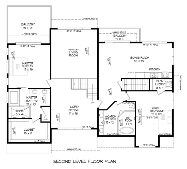 Second Floor Plan for House Plan #695892
