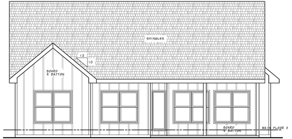 Rear Elevation for House Plan #152541