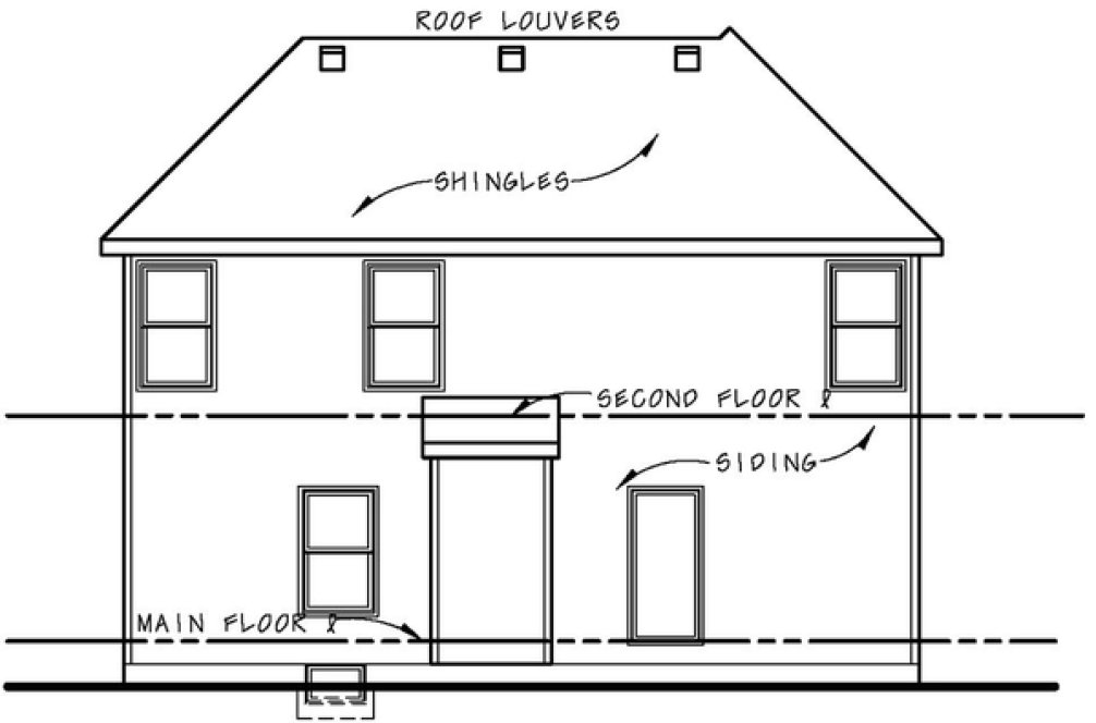 Rear Elevation for House Plan #150641