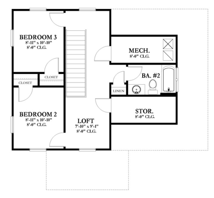 Second Floor Plan for House Plan #826741