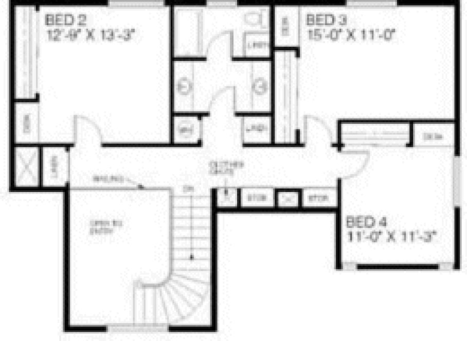 Second Floor Plan for House Plan #160313