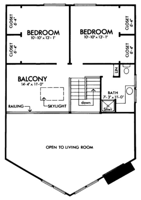 Second Floor Plan for House Plan #290291