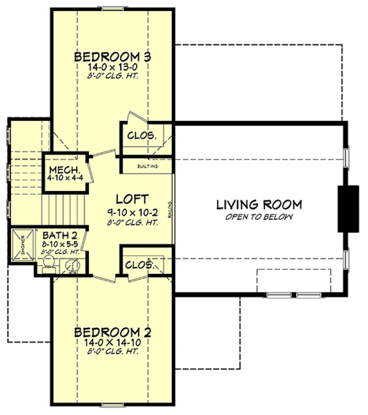 Second Floor Plan for House Plan #309691