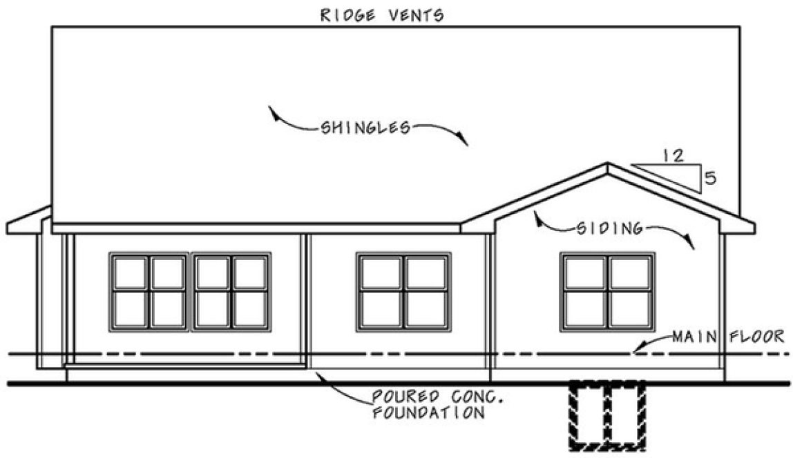 Rear Elevation for House Plan #151702