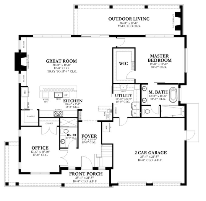 Main Floor Plan for House Plan #822892