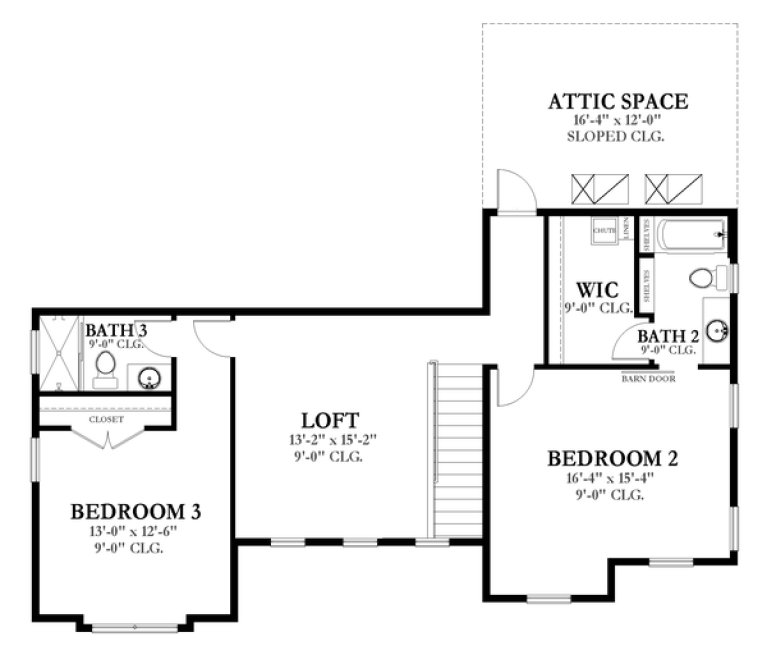 Second Floor Plan for House Plan #822892