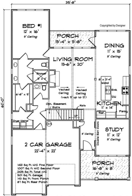 Main Floor Plan for House Plan #249242