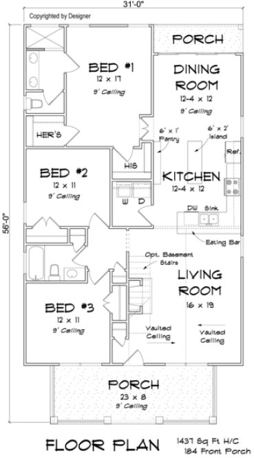 Main Floor Plan for House Plan #247341
