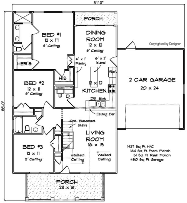 Main Floor Plan for House Plan #247191