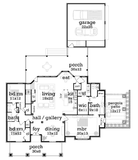Main Floor Plan for House Plan #486791