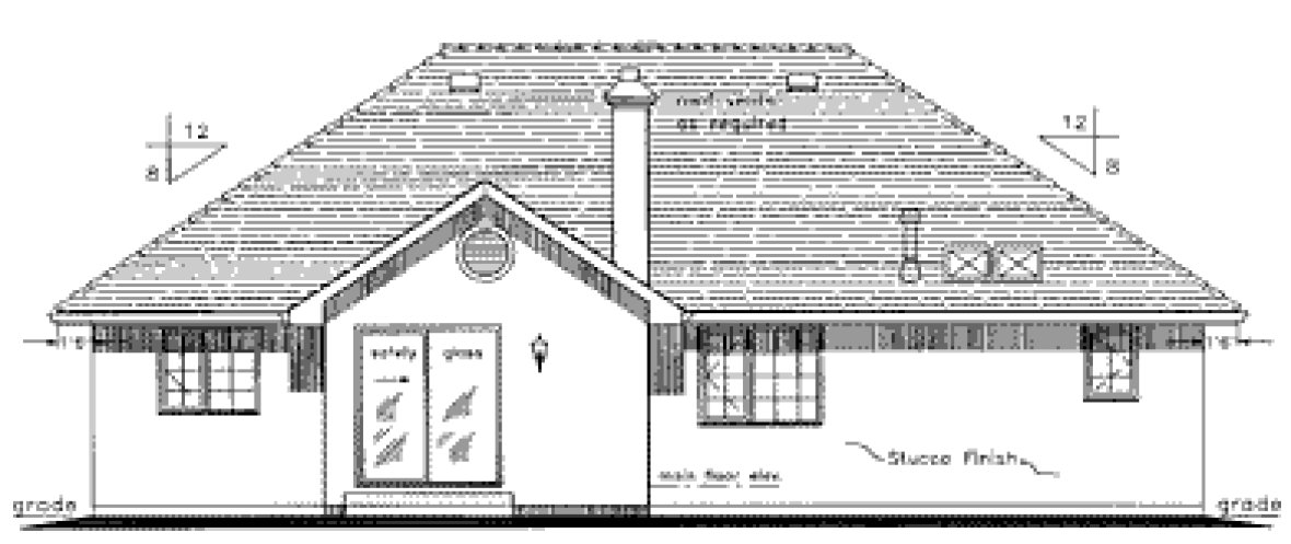 Rear Elevation for House Plan #137209