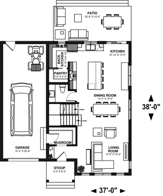 Main Floor Plan for House Plan #148762