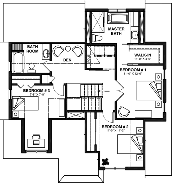 Second Floor Plan for House Plan #148762