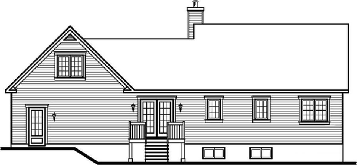 Rear Elevation for House Plan #140263