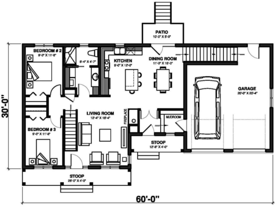 Main Floor Plan for House Plan #140263