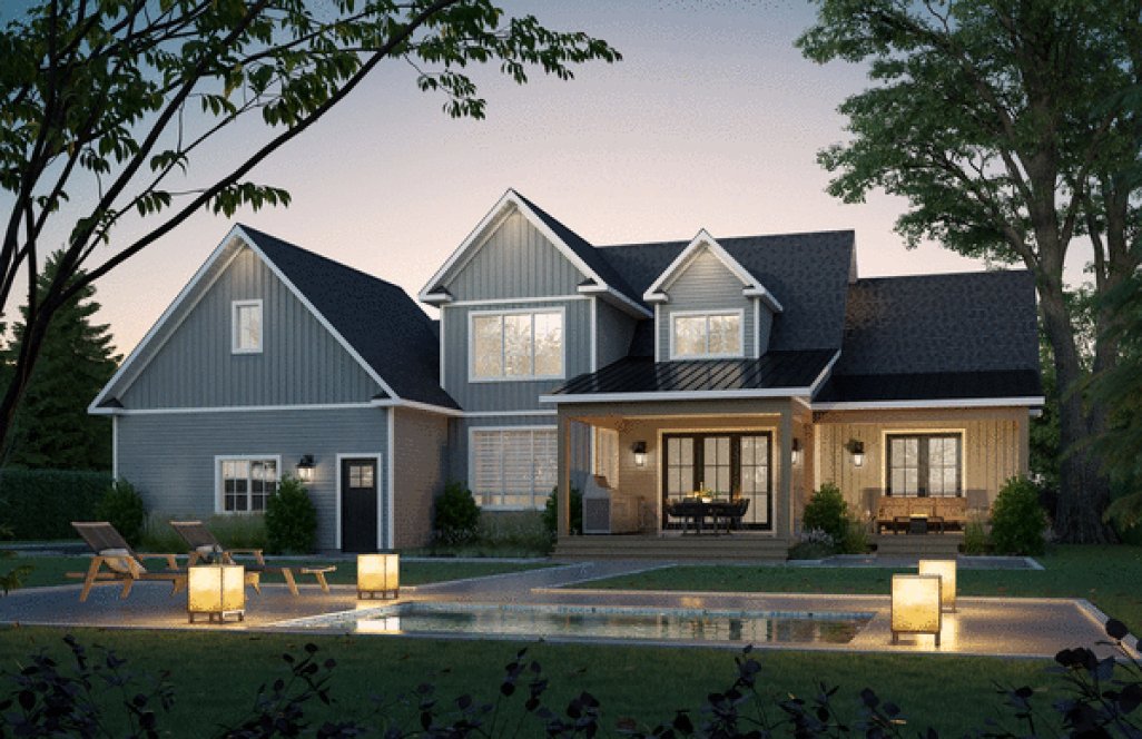 Rear Elevation for House Plan #146452