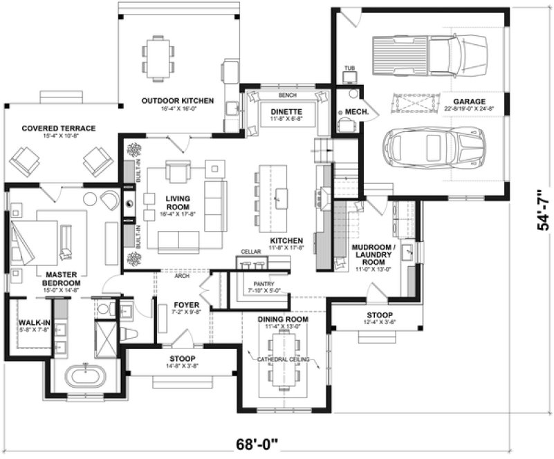 Main Floor Plan for House Plan #146452
