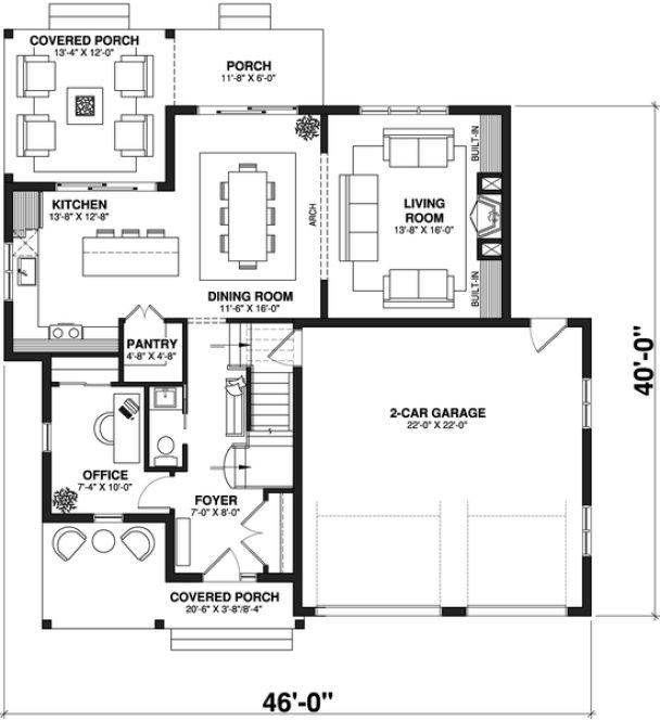 Main Floor Plan for House Plan #145923