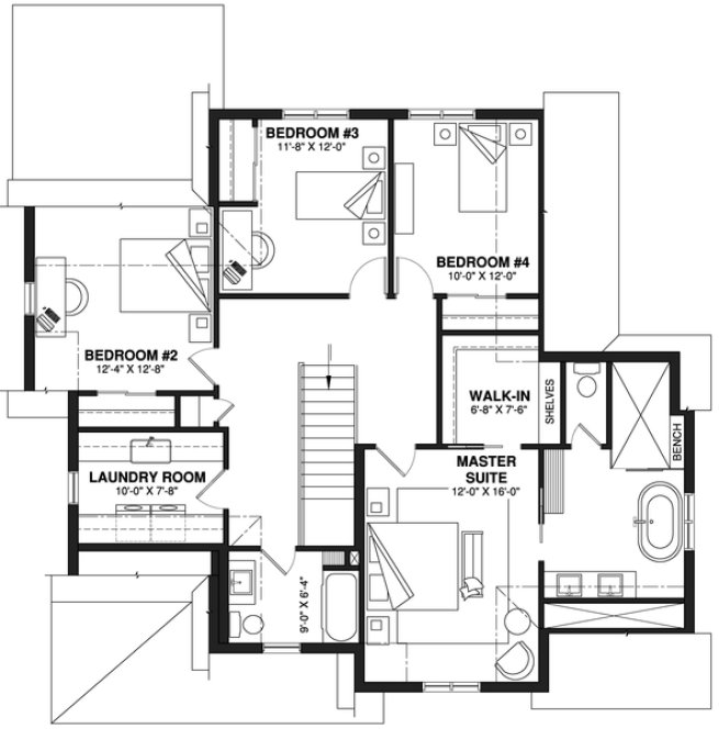Second Floor Plan for House Plan #145923