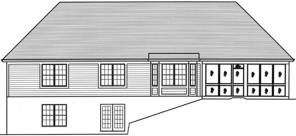 Rear Elevation for House Plan #536071