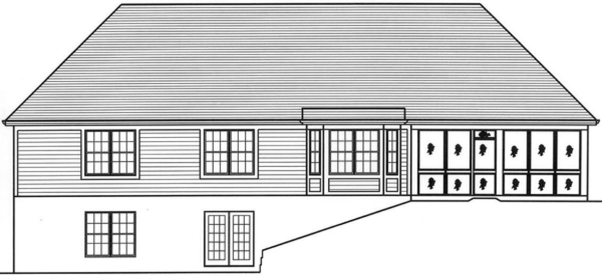 Rear Elevation for House Plan #536071
