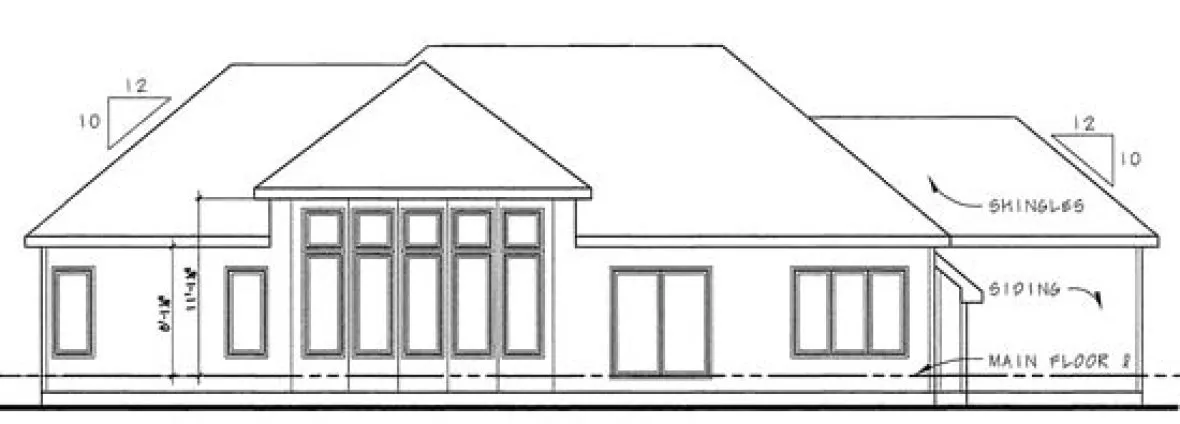Rear Elevation for House Plan #700871