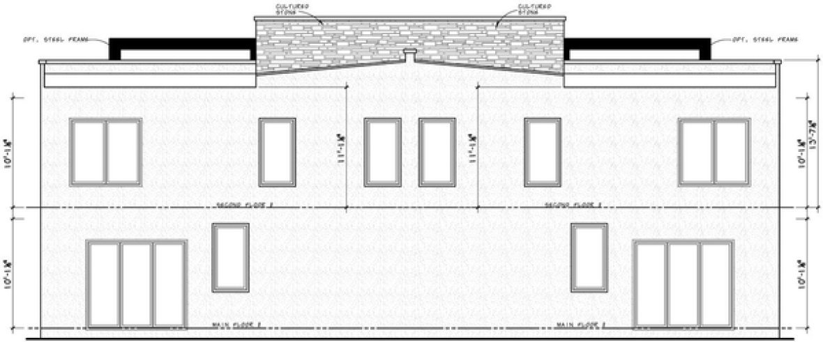 Rear Elevation for House Plan #154684