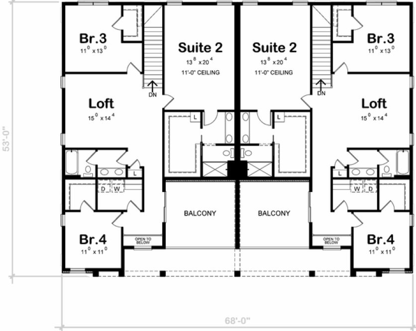 Second Floor Plan for House Plan #154684