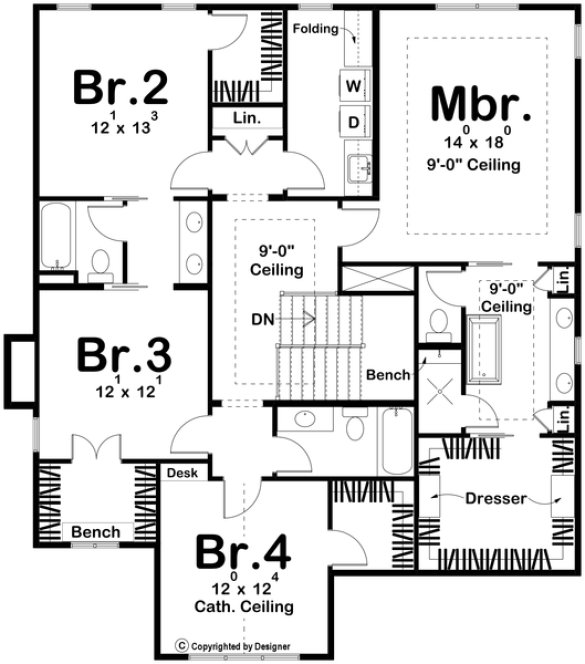 Second Floor Plan for House Plan #708003