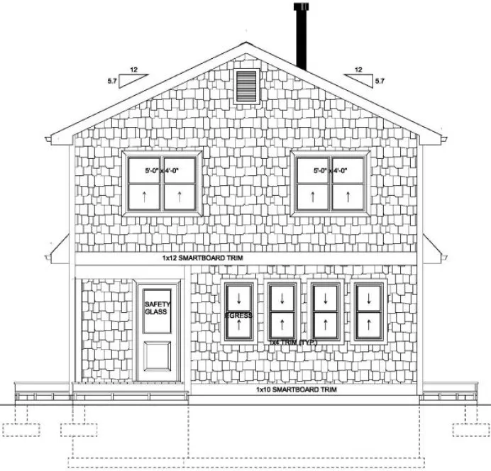 Rear Elevation for House Plan #203123