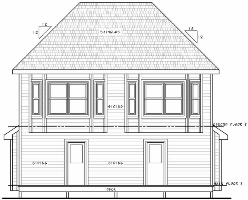 Rear Elevation for House Plan #158972