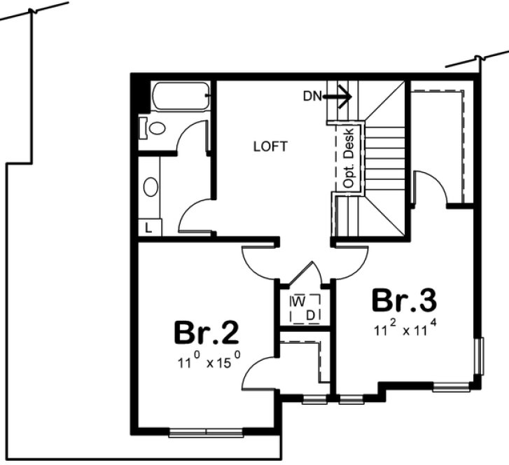 Second Floor Plan for House Plan #157052