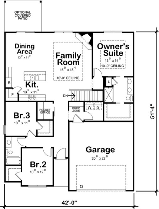 Main Floor Plan for House Plan #154061