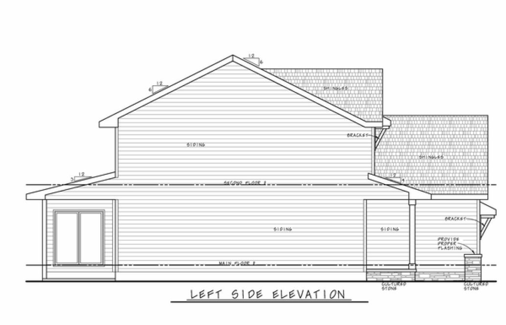 Left Elevation for House Plan #157702
