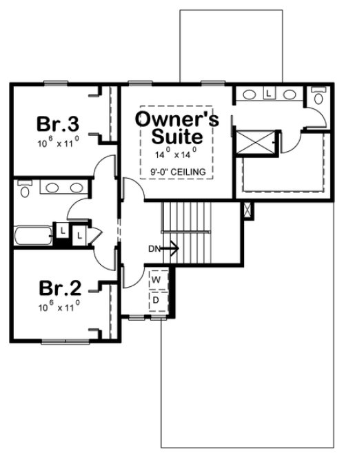 Second Floor Plan for House Plan #157702