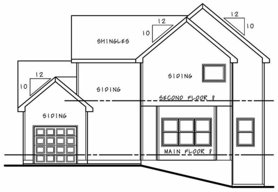 Rear Elevation for House Plan #158442