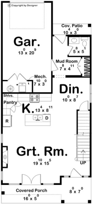 Main Floor Plan for House Plan #708361