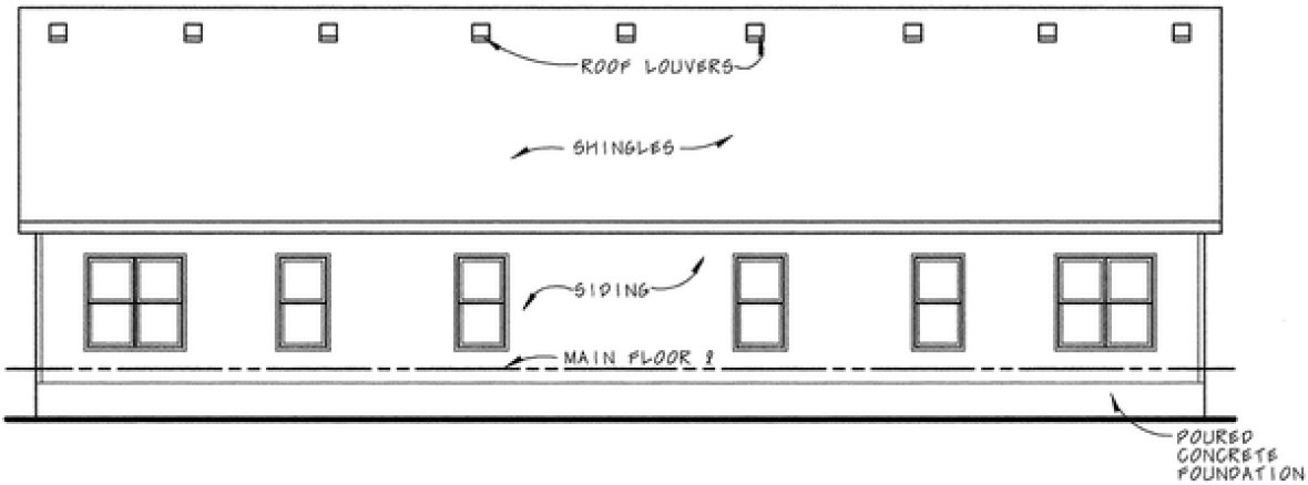 Rear Elevation for House Plan #152262